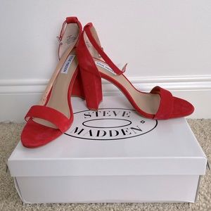 Red Suede Steve Madden Block Heels